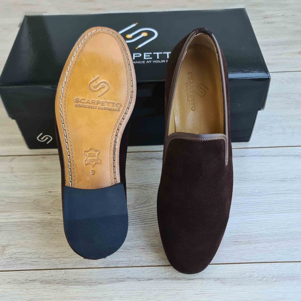 Suede Leather Loafer with Stitched - Picture 1 of 5